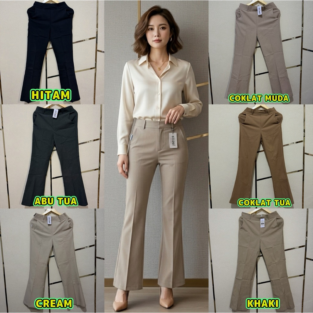 Celana Panjang Wanita Cutbray Bahan Melar UpTo Jumbo