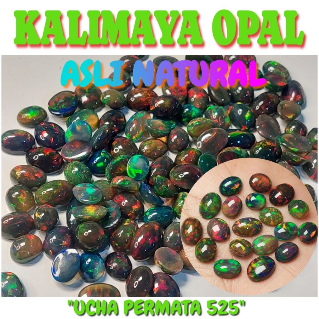 Batu kalimaya asli natural full jarong pelangi 9mm 10mm 11mm 12mm / batu akik opal afrika