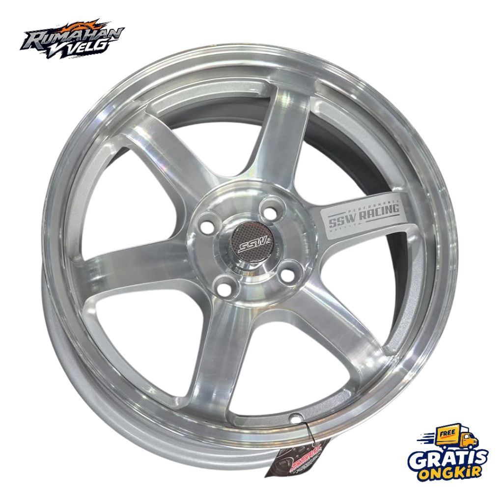 Velg SSW S414 Volk Rays TE37 R16 Lebar 7 Rata Pcd 4X100 Offset 40 Warna Brush Polish