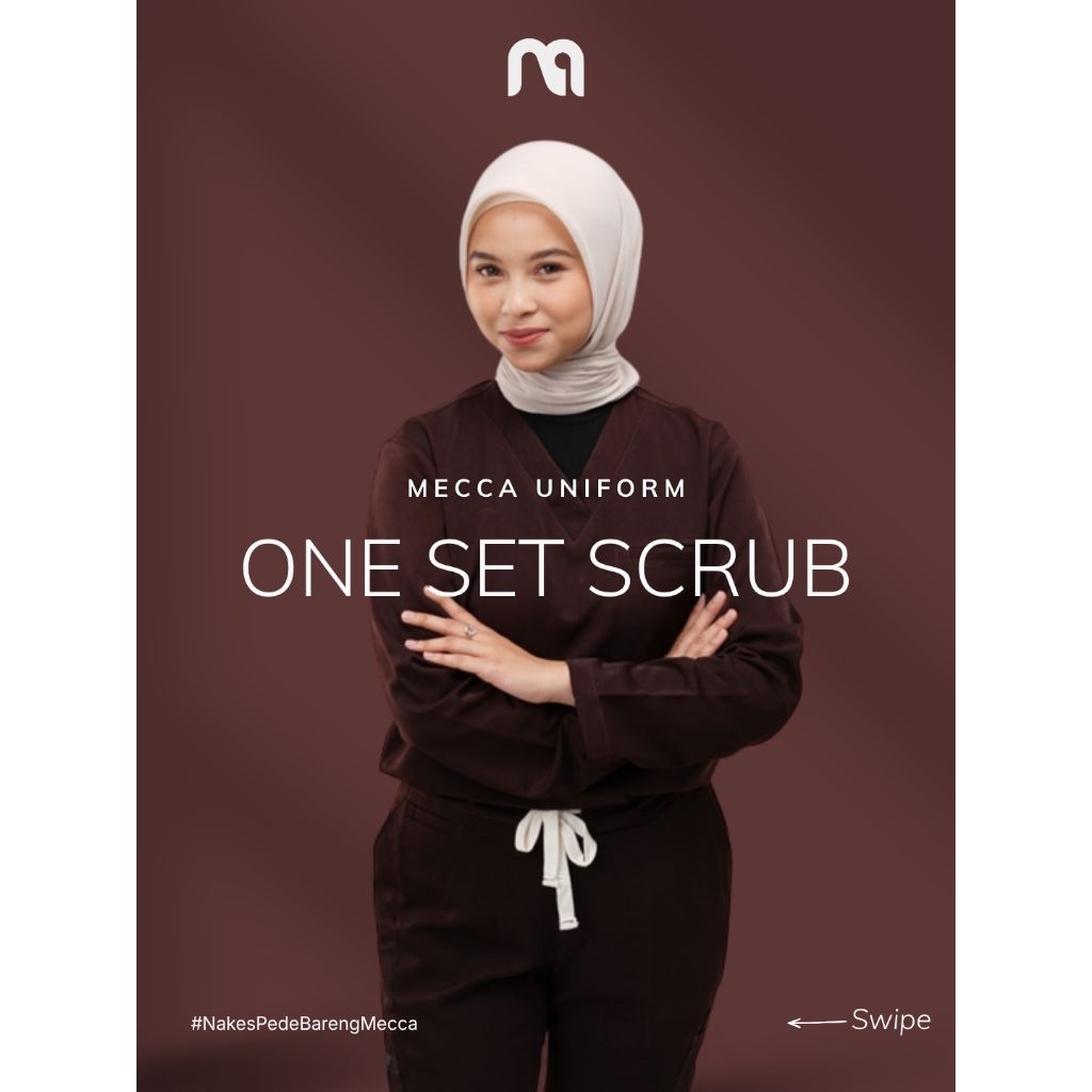 ONE SET SCRUB PREMIUM LENGAN PANJANG (MECCA UNIFORM) BAJU JAGA SERAGAM MEDIS