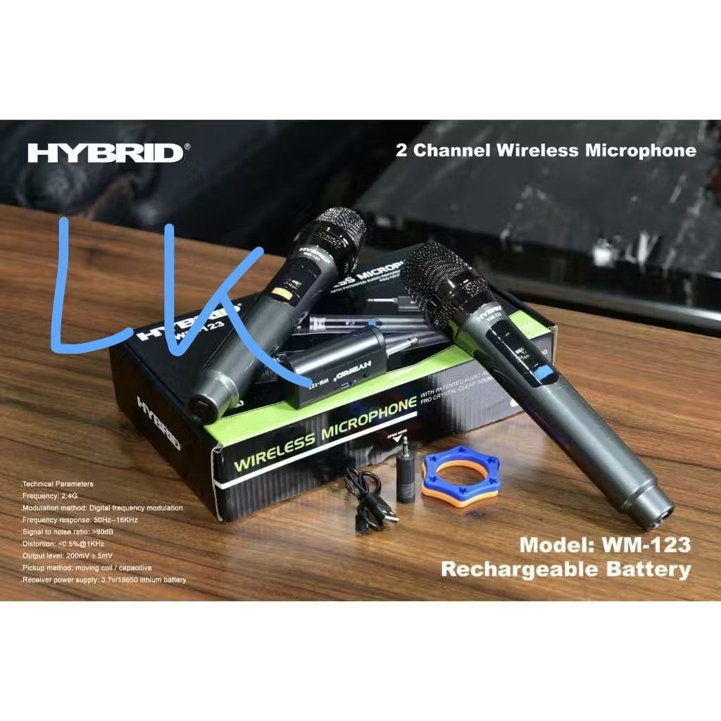 HYBRID2 Channel Wireless Microphone Baterai Cas