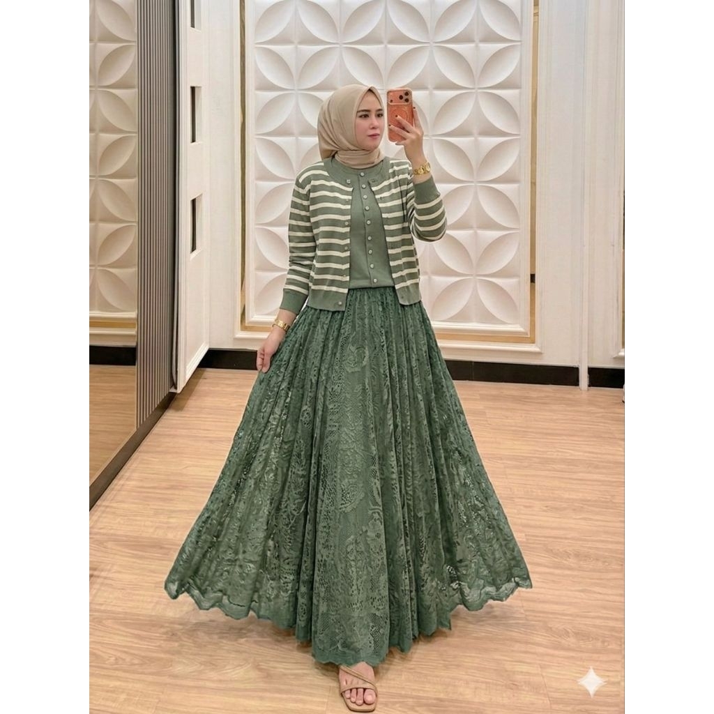 gamis bangkok kombinasi rajut