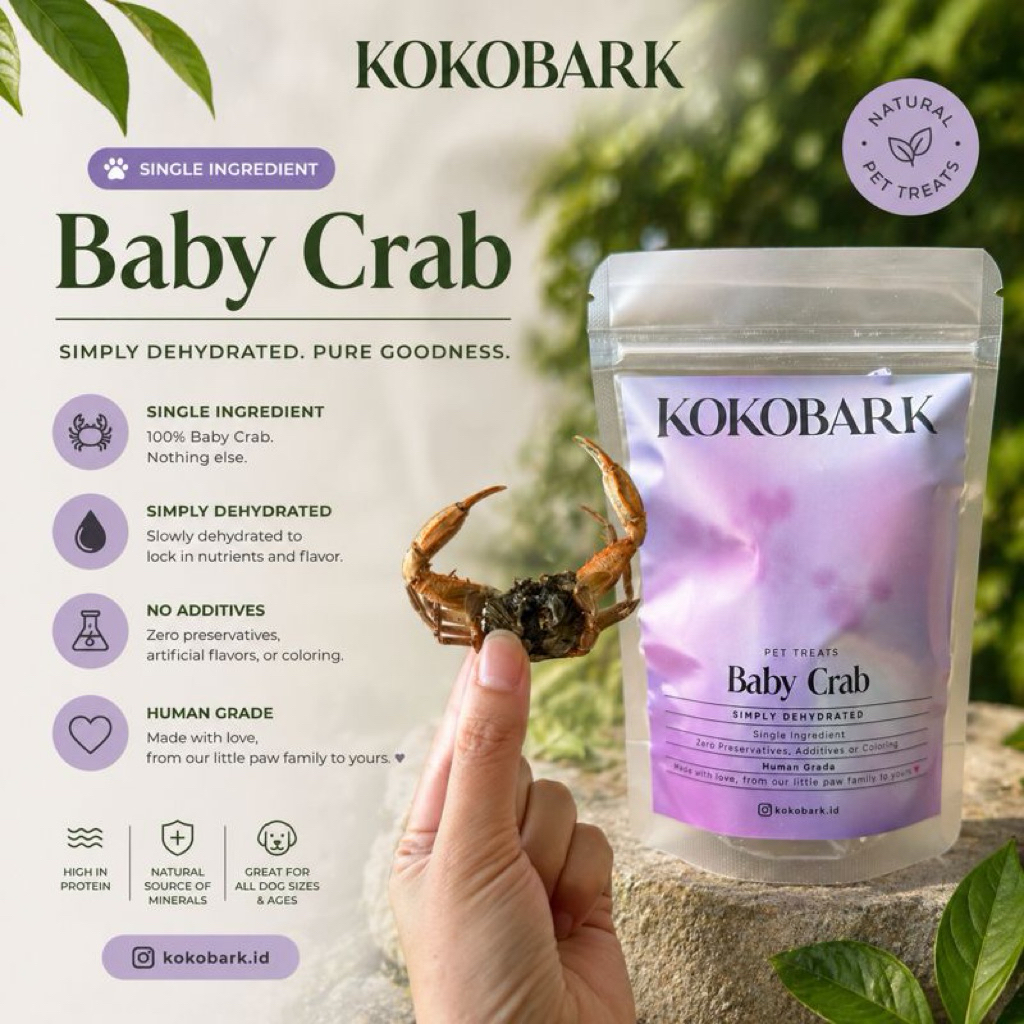 Kokobark - Baby Crab - Soft Shell Crab - Kepiting Soka Snack - Daging Kepiting - Single Ingredient D