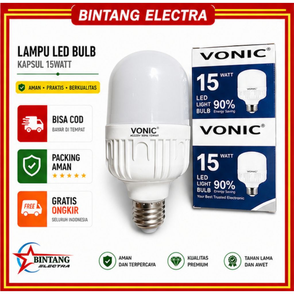 lampu LED bulb kapsul 15watt