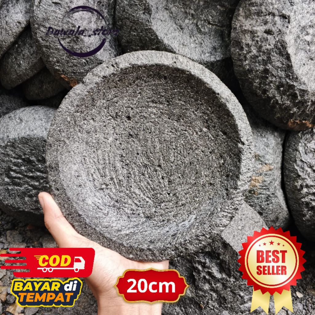 cobek pahat batu asli 100% batu asli + ulekan