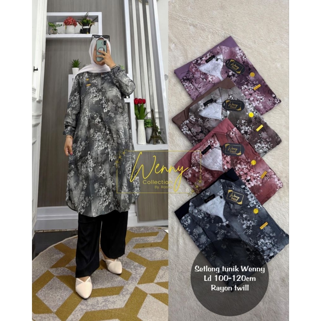 SETELAN LONG TUNIK/SETLONG TUNIK RAYON TWILL WENNY