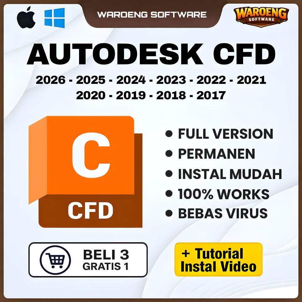 Autodesk CFD 2026 - 2017 Full Version Lifetime Permanen Windows | Tersedia Versi 2026 / 2025 / 2024 