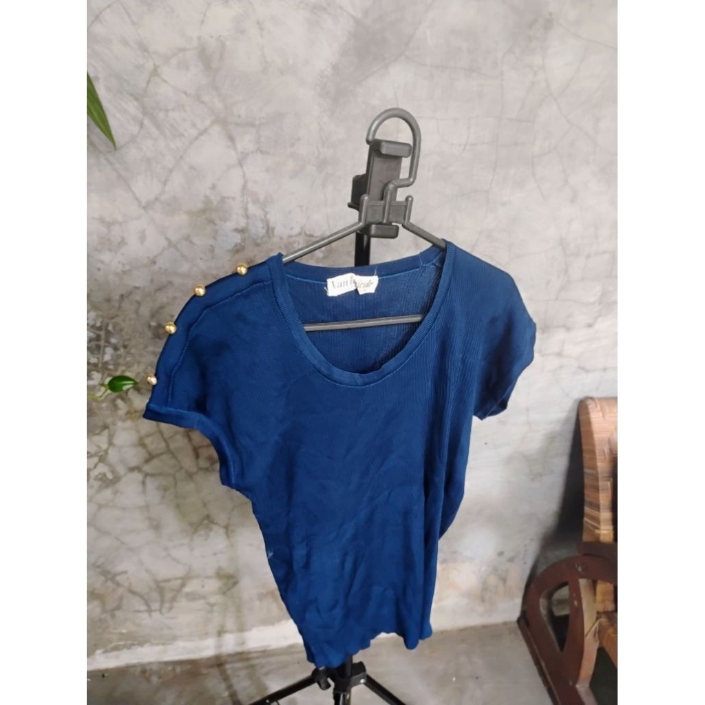 Atasan blouse wanita biru dongker preloved
