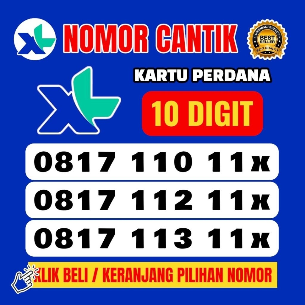 Kartu Perdana Cantik XL Axiata 10 DIGIT/10 ANGKA 4G/5G/LTE Nomor Prabayar Isi Ulang | Kuota 3GB