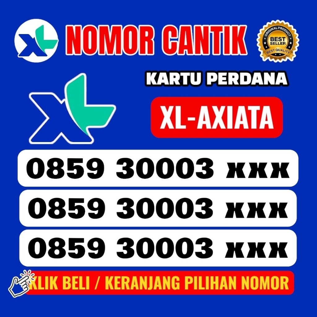 Kartu Perdana Cantik XL Axiata 4G/5G/LTE  Nomor Nasional New 2026 | Kuota 3GB (XL-E.00006)