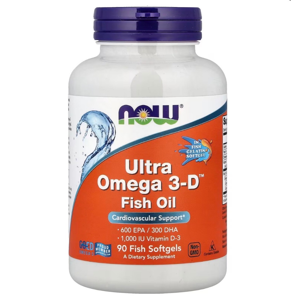 NOW ULTRA OMEGA 3-D FISH OIL 600 EPA/ 300 DHA 1000 IU VITAMIN D-3 90 Fish Softgels