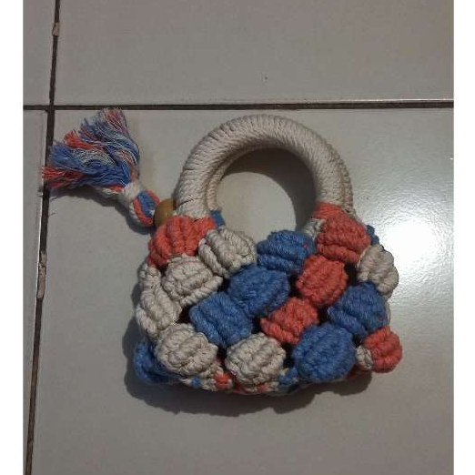 Mini Pouch Pesta Tas Genggam Rajut Dompet Tali Kur Makrame Handmade Asli Buatan Tangan