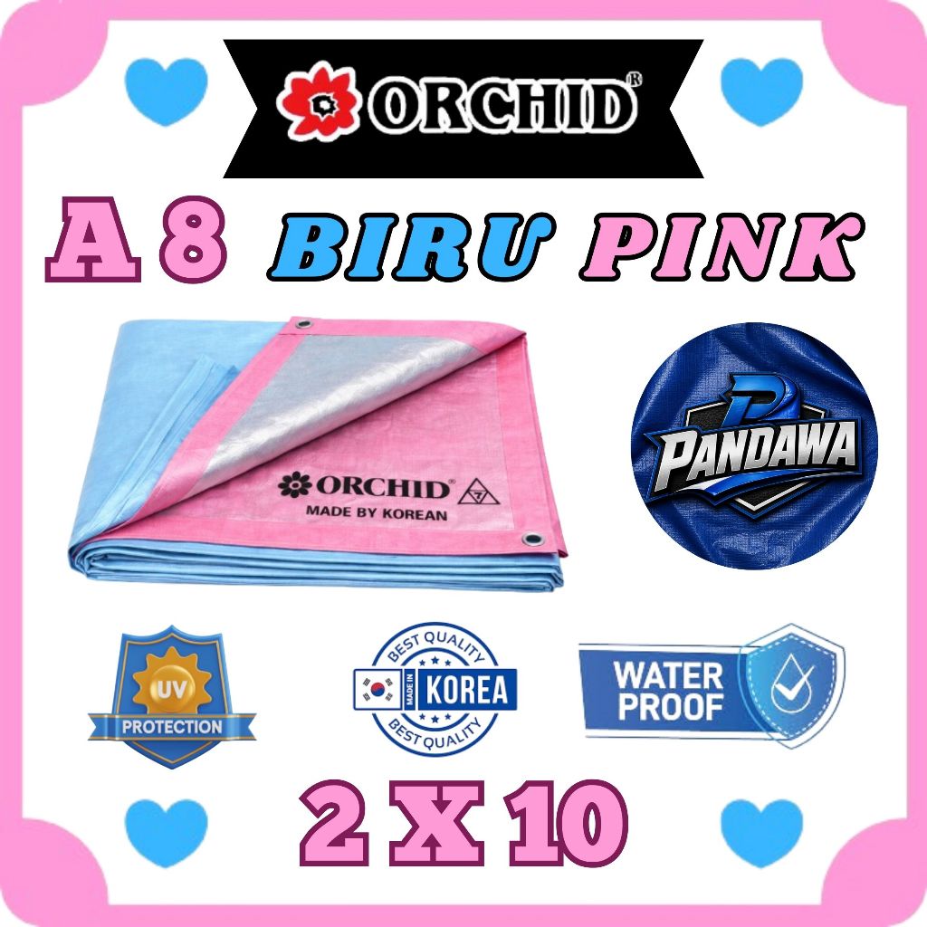 Terpal ORCHID A8 Biru Pink Tebal Ukuran 2x10 - Terpal Plastik Korea Waterproof Anti Air