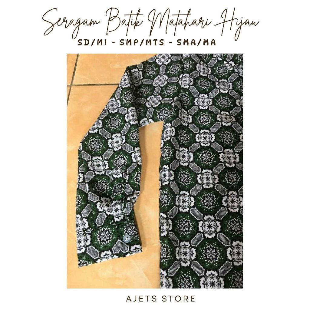 Baju Seragam Batik SD/MI Motif Matahari Hijau