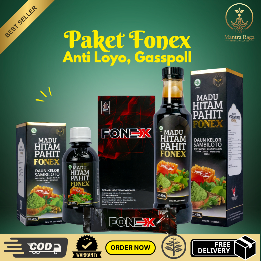 Paket Hemat Fonex Madu Hitam Pahit Gratis Minuman Fonex Stamina Pria Untuk Kebugaran Tubuh Kesehatan