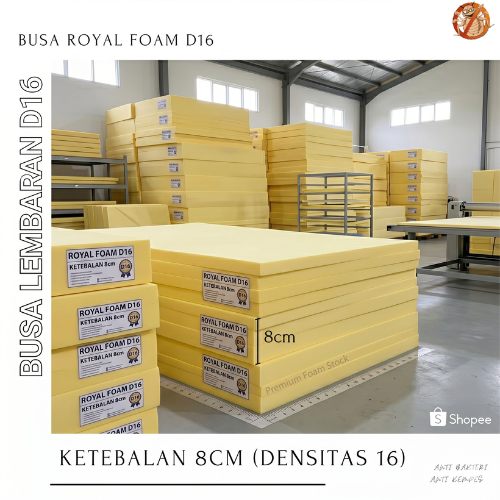 Busa Lembaran Royal Foam 200x120 Tebal 8cm D16 Yellow - Kasur Busa Anti Kempes & Nyaman
