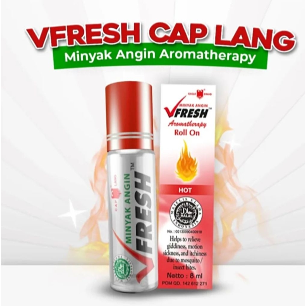 Minyak Angin Roll On VFresh 8ml - Aroma Citrus Mint, Sensasi Hangat, Praktis