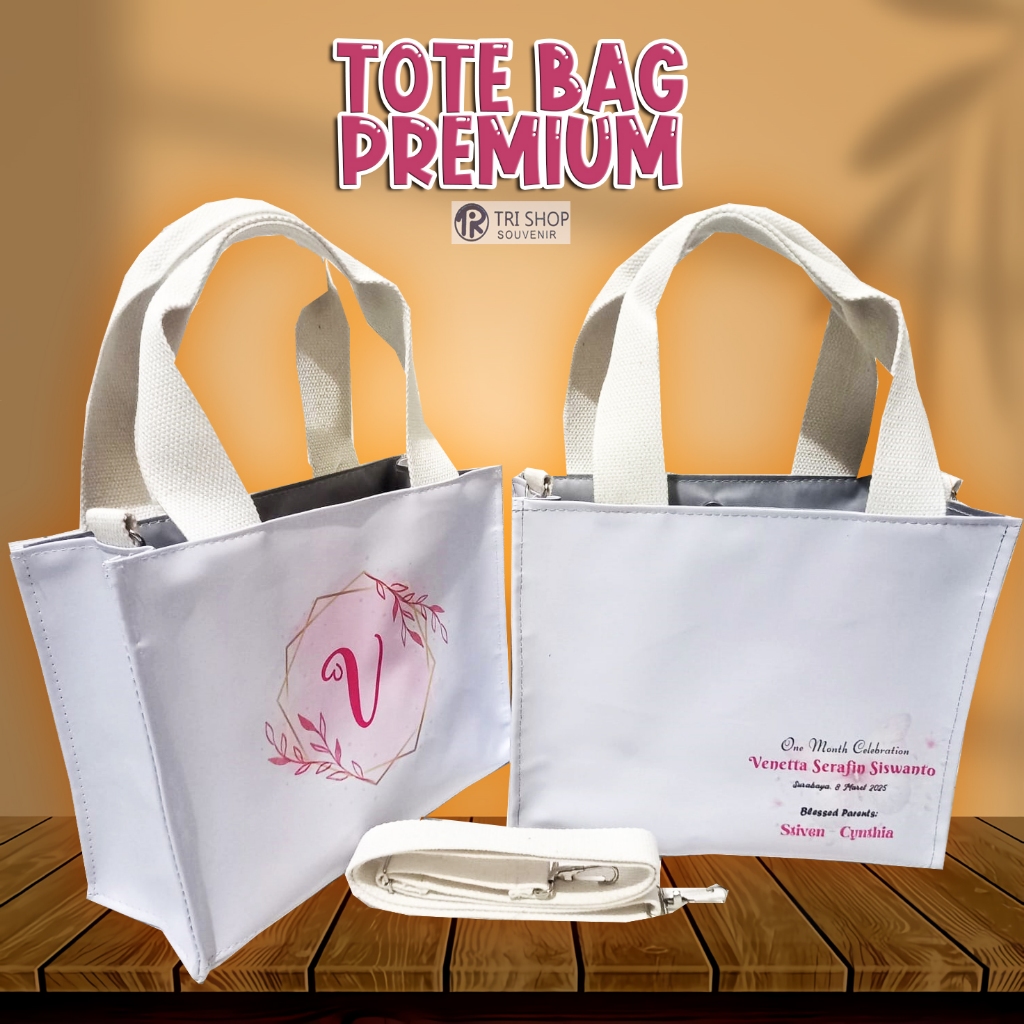 Tas Tote Bag Premium jinjing bisa dislempang/Tas Souvenir Castem/Hampers/Tas tote bag premium tali k