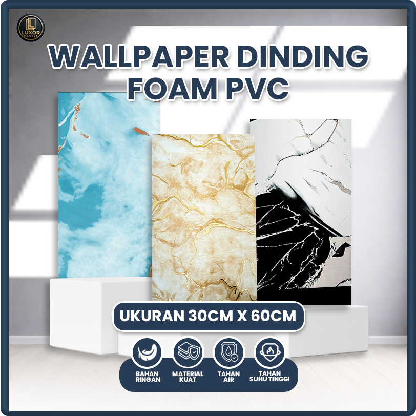 Wallpaper Dinding 3D Murah Motif Marmer 30x60 – Stiker Tembok Foam PVC Anti Air Tahan Panas Self Adh