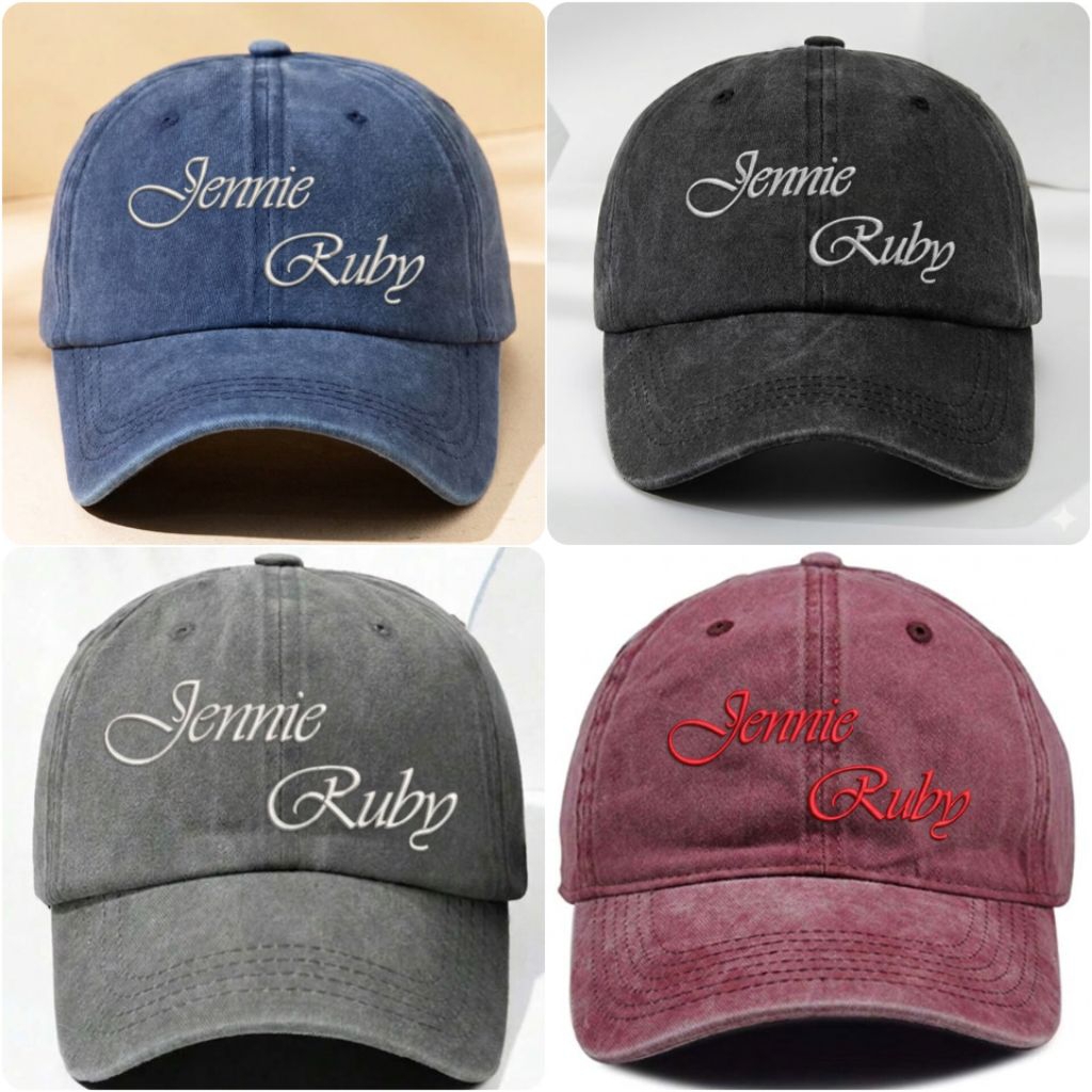 Topi logo JENNIE RUBY bordir custom