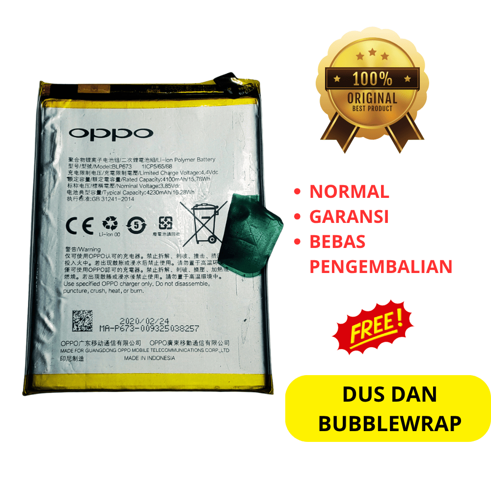 baterai hp OPPO a3s - BLP673 - a5s - A7 - A12 - A12s - A11K-A31-asli original copotan cabutan bawaan