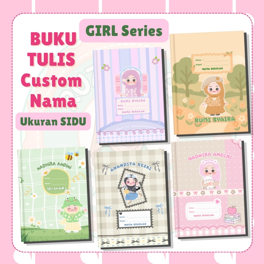 CUSTOM BUKU TULIS ANAK PEREMPUAN BUKU SEKOLAH GIRL MUSLIMAH