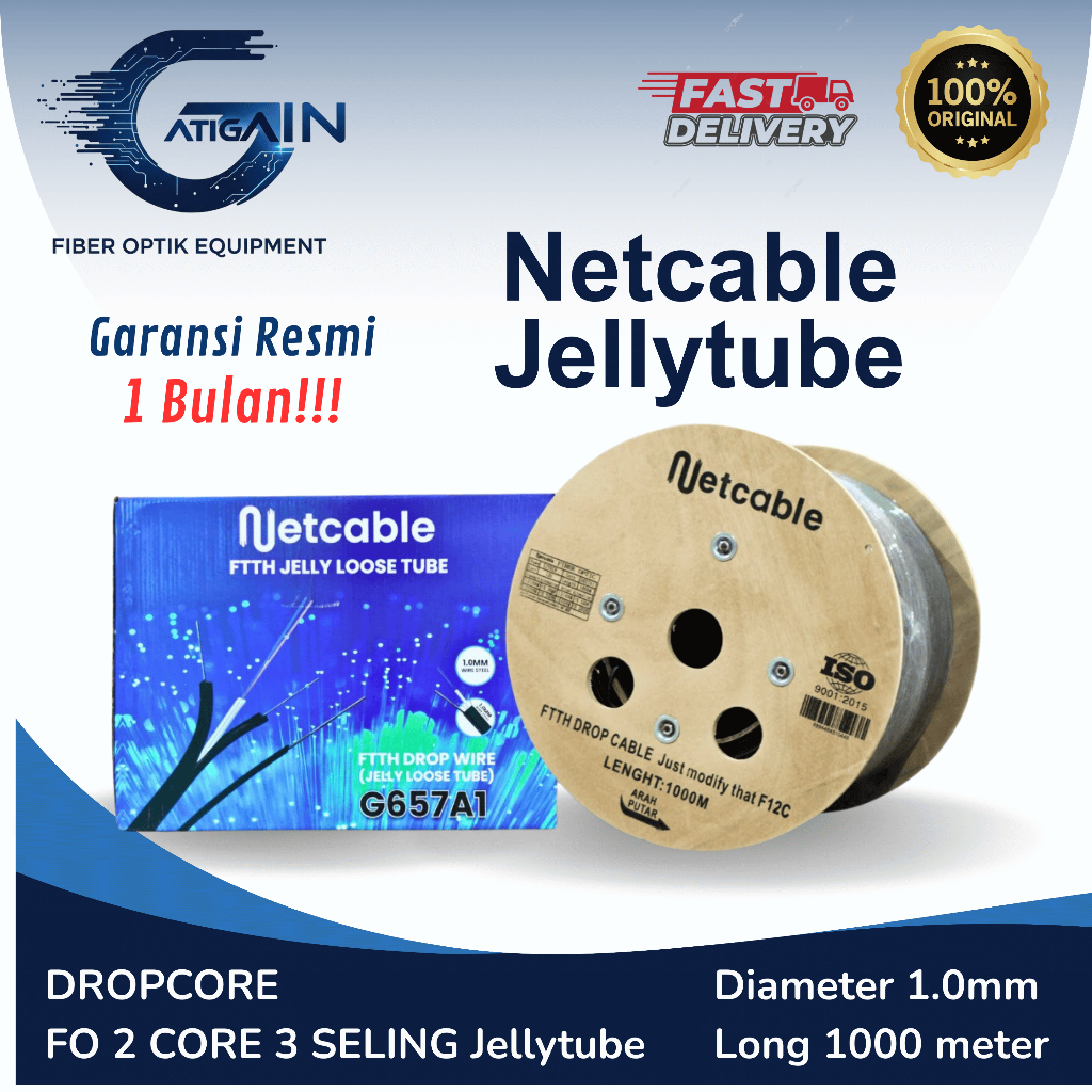 Netcable Kabel Drop Core Jelly Tube 2 Core & 4 Core 1000 Meter