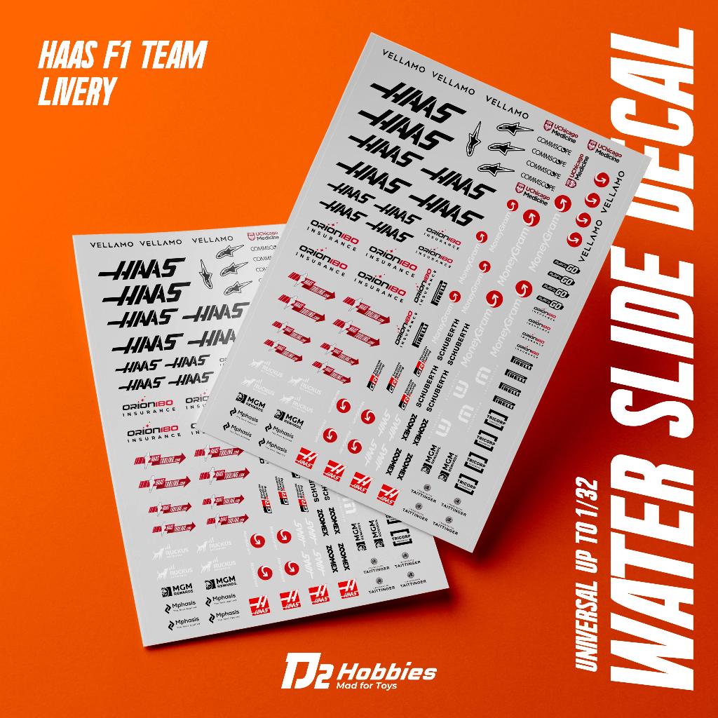 haas team formula 1 team f1 livery sticker water slide decal tamiya mini 4wd 1/32 scale