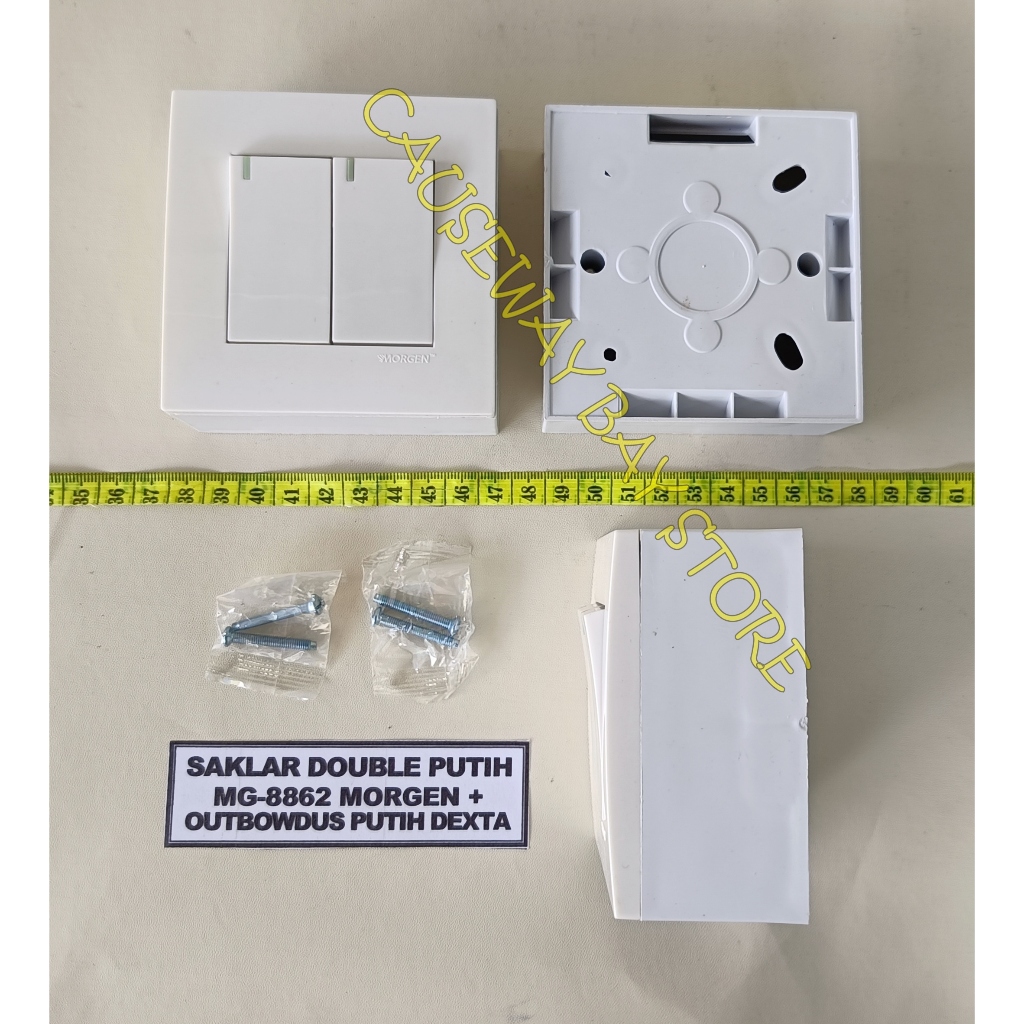 SAKLAR DOUBLE MG-8862 MORGEN + OUTBOW DUS PUTIH DEXTA