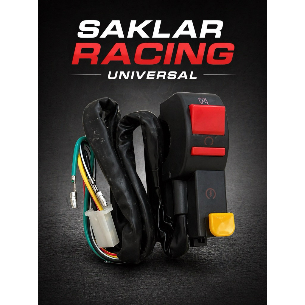 Saklar Variasi Racing Universal Motor 3 Tombol Lampu Hi Lo Klakson Starter Stang 22mm SRC