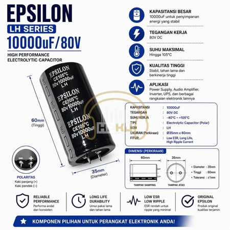 ELCO EPSILON 10000UF 80V elcho epsilon 10000 mikro 80 volt