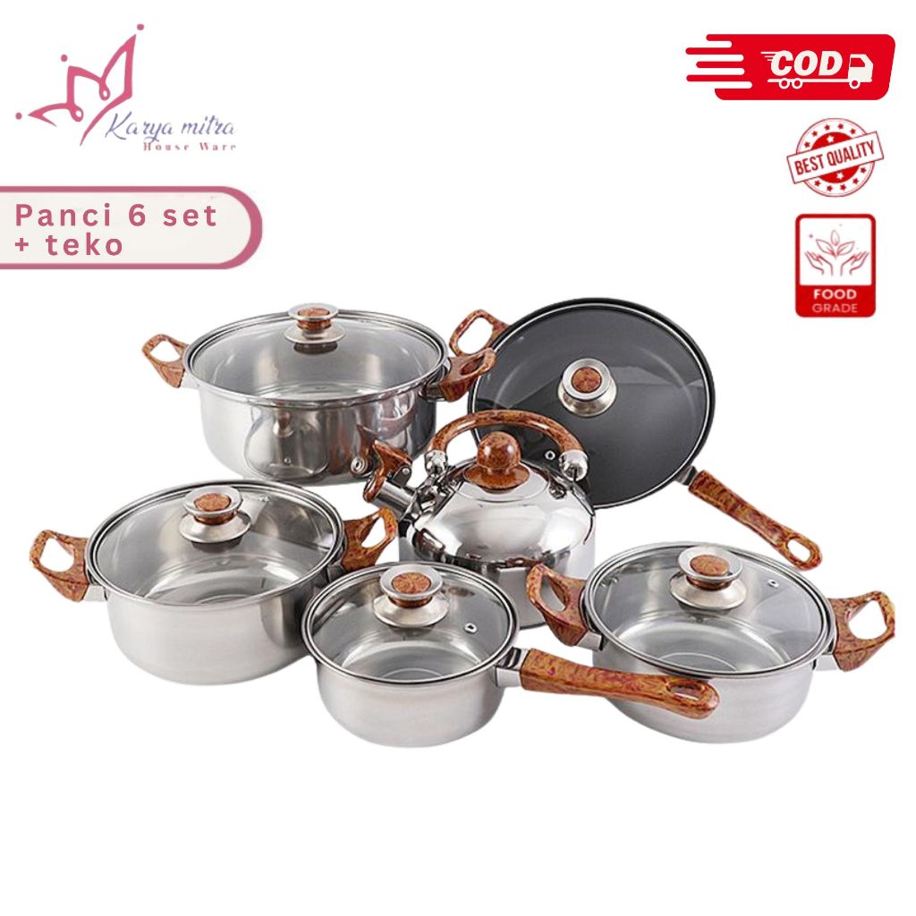 Panci Set Stainless Teko Isi 6/Panci Set Stainless