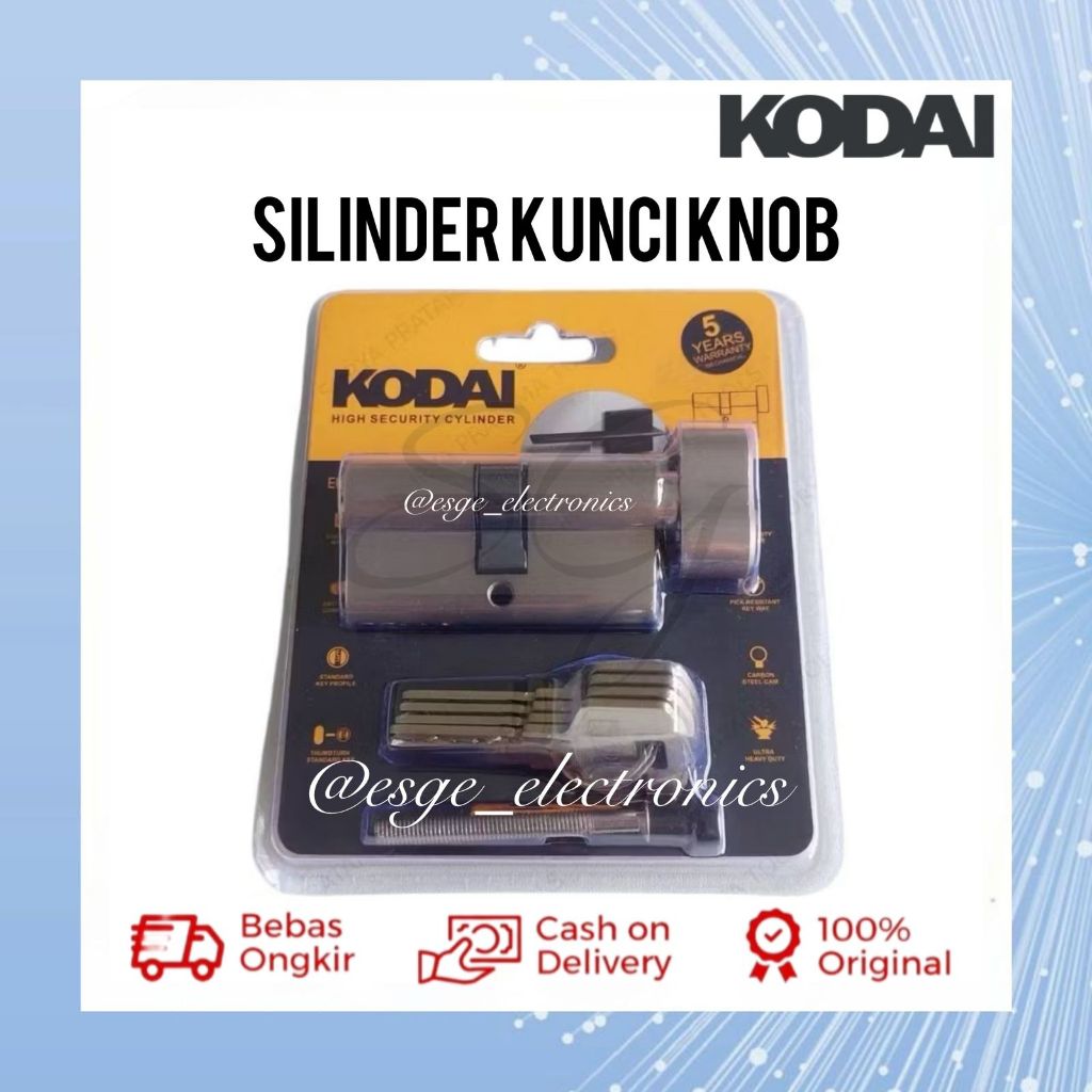 ORIGINAL SILINDER KUNCI KNOB PUTAR KODAI ANAK KUNCI PINTU KNOB 60MM CYLINDER KUNINGAN KODAI