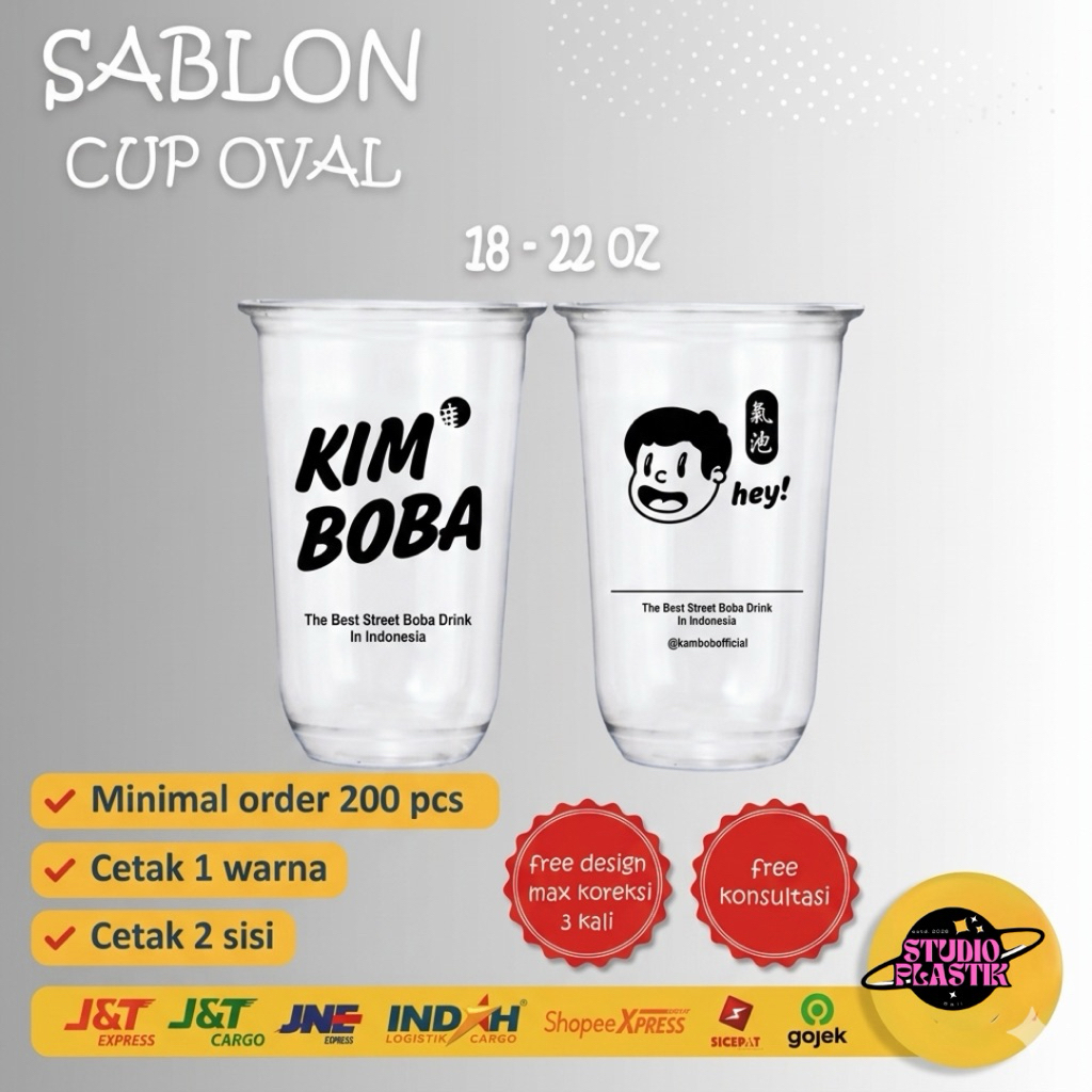 SABLON CUP PRINTING OVAL SABLON CUP OVAL SABLON CUP CEMBUNG PLASTIK GELAS CUP OVAL 18-22 OZ