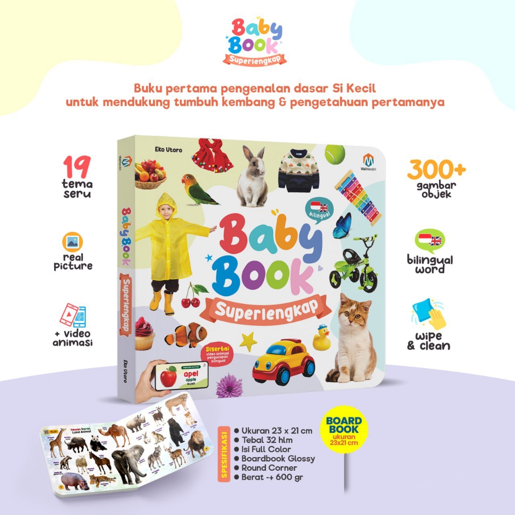 Boardbook Baby Book Superlengkap - Buku Bayi Usia 0+ Tebal Berwarna - Ziyadbooks