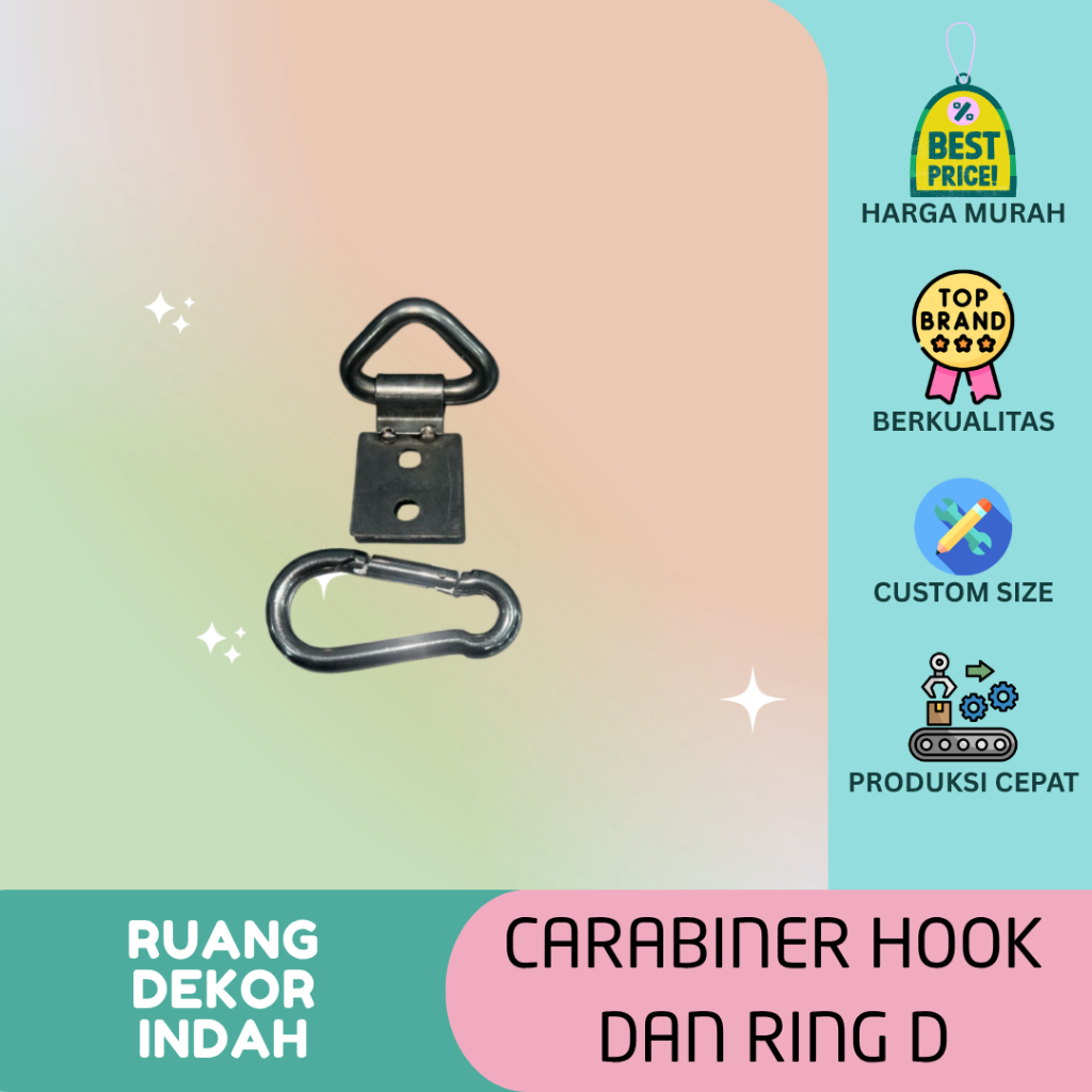 Penahan Tirai Hujan Angin Carabiner Hook dan Ring D / Aksesoris Roller Blind Outdoor Penahan Hujan A