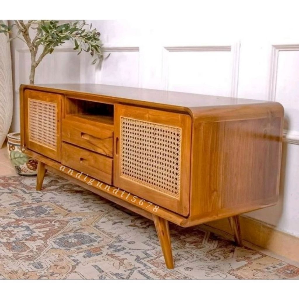 Kabinet TV Minimalis retro full Kayu Jati Meja TV Minimalis Kayu Jati