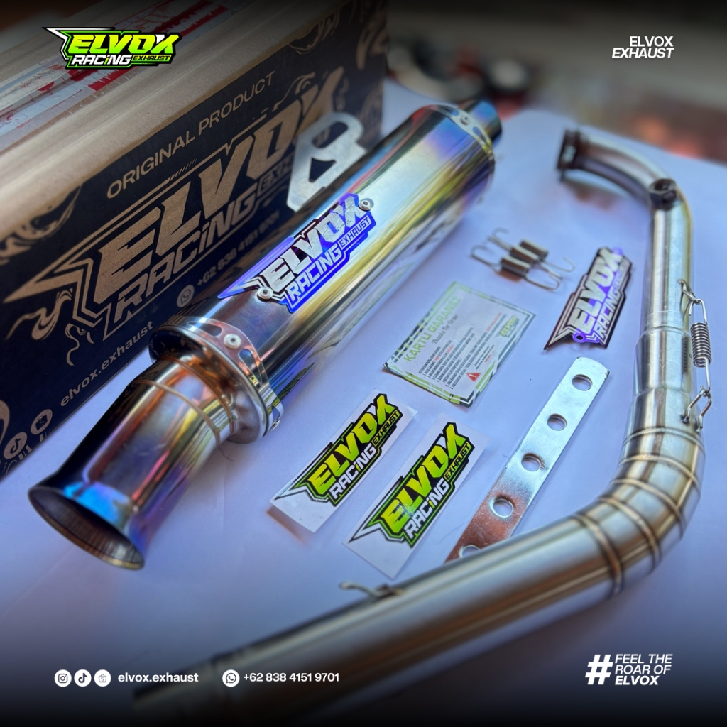 Elvox Racing Type EXR - 02 Knalpot Salemba Blue Edition Ceklis Jungstyle - Original Elvox Racing Exh