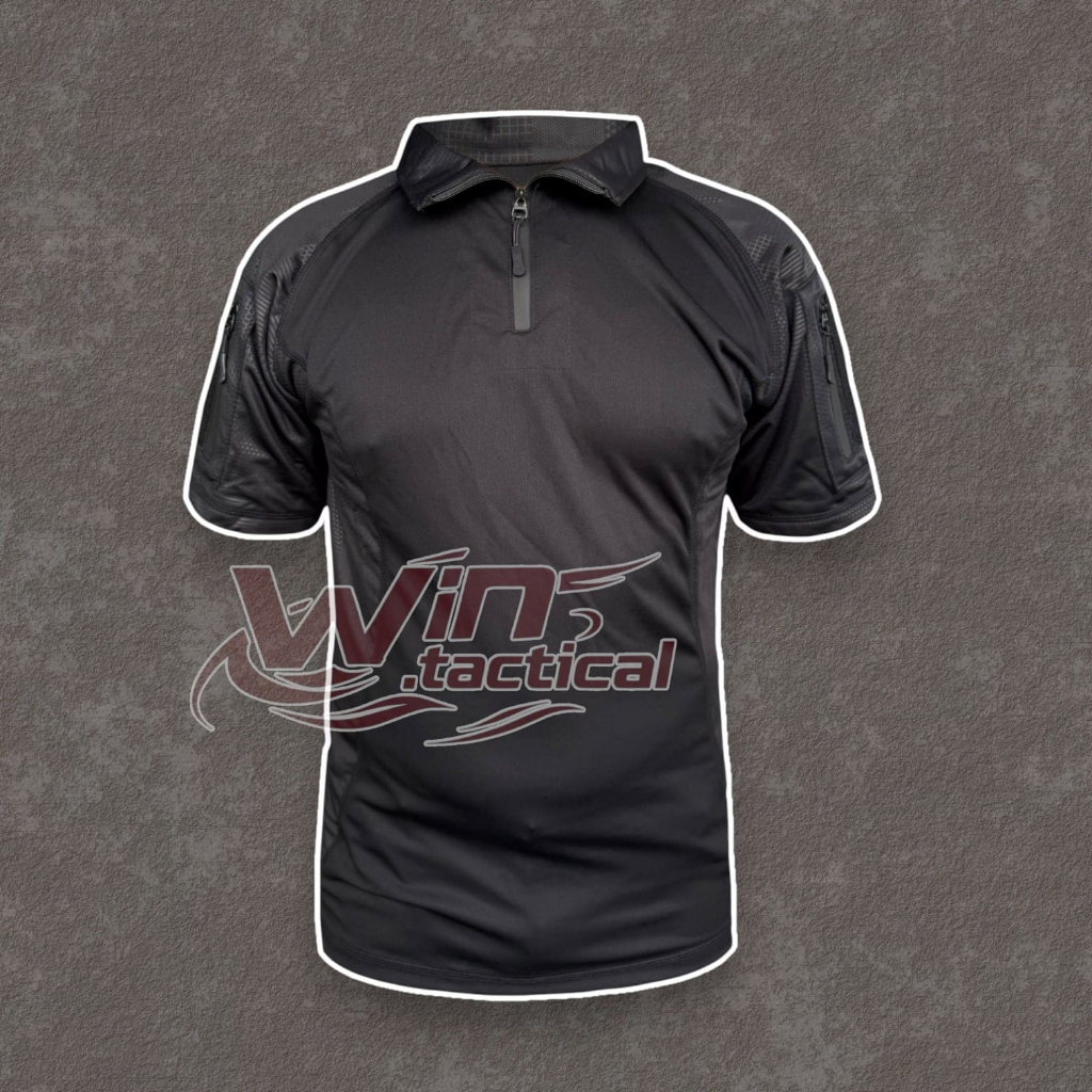 Kaos BDU Hitam Lengan Pendek Ripstop / BDU Dryfit Pria Pendek Tactical Sport Baju Olahraga TNI