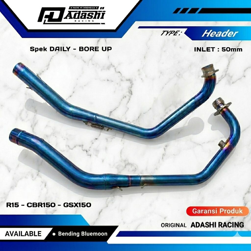 Adashi Racing Header Leheran Full Bending Bluemoon Premium CBR150R R15 GSX150 Garansi PNP