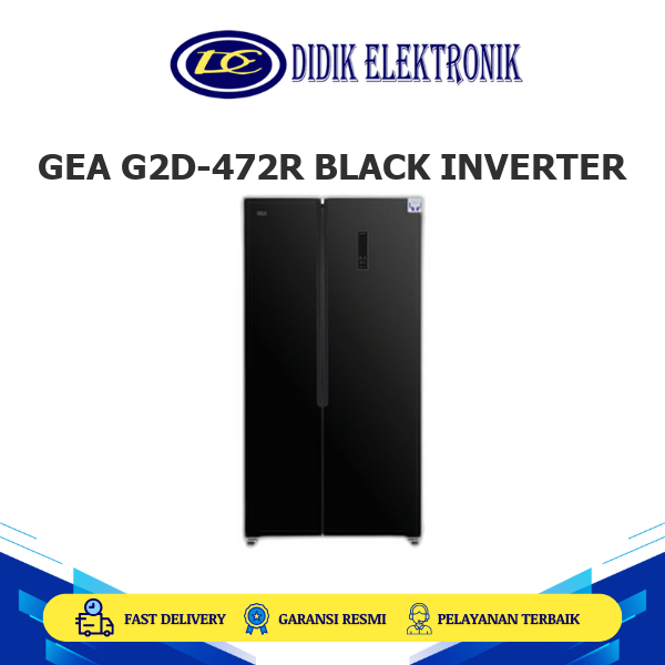 GEA G2D-472R BLACK INVERTER KULKAS 472L Side By Side LED display G2D-472R BLACK INVERTER G2D-472R