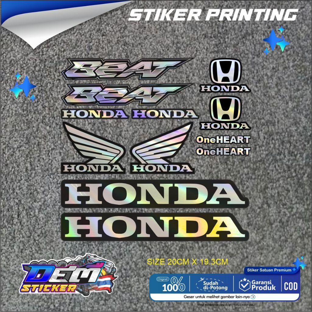 STIKER LOGO HONDA BEAT SATU SET VINYL DAN HOLOGRAM