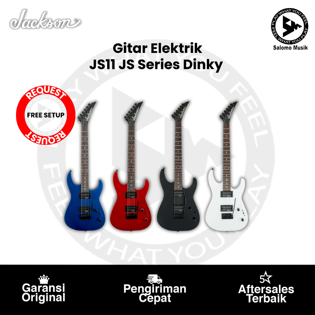Gitar Elektrik Jackson JS11 JS Series Dinky Amaranth FB Varian Warna Original
