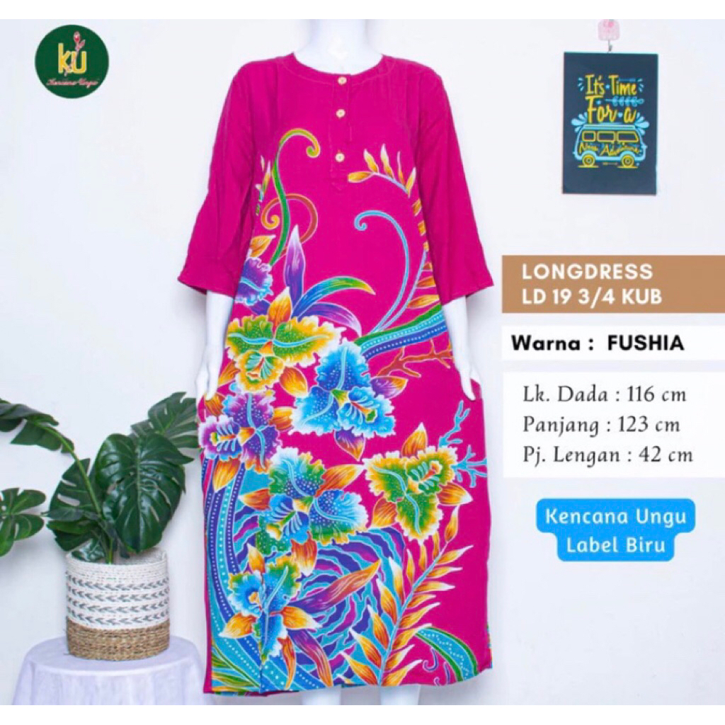 DASTER KENCANA UNGU LONGDRESS LENGAN 3/4