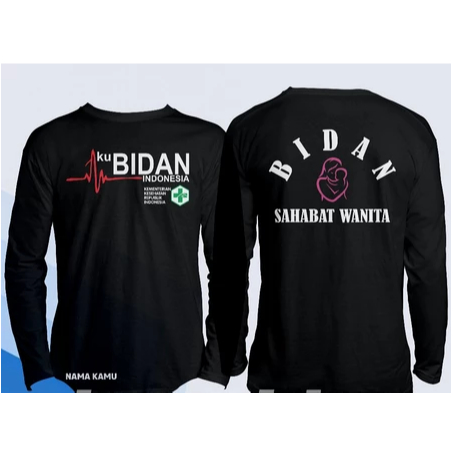 Kaos Baju Bidan Sahabat Wanita Aku Bidan Indonesia Kementerian Kesehatan Gratis Nama Kamu Lengan Pan