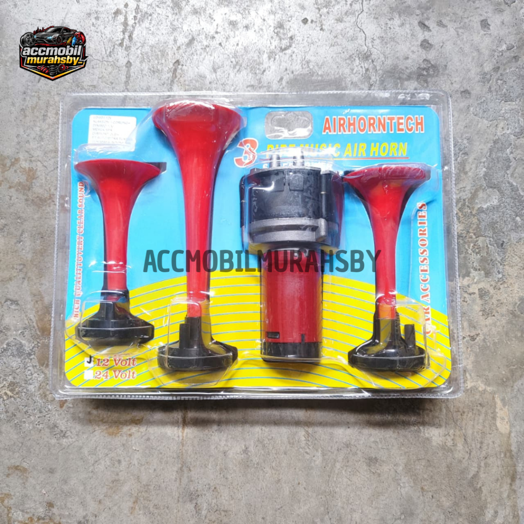 Klakson Telolet 3in1 Terompet 3 Corong Dinamo + Relay Fungsi Ke Motor dan Mobil 12volt dan 24volt
