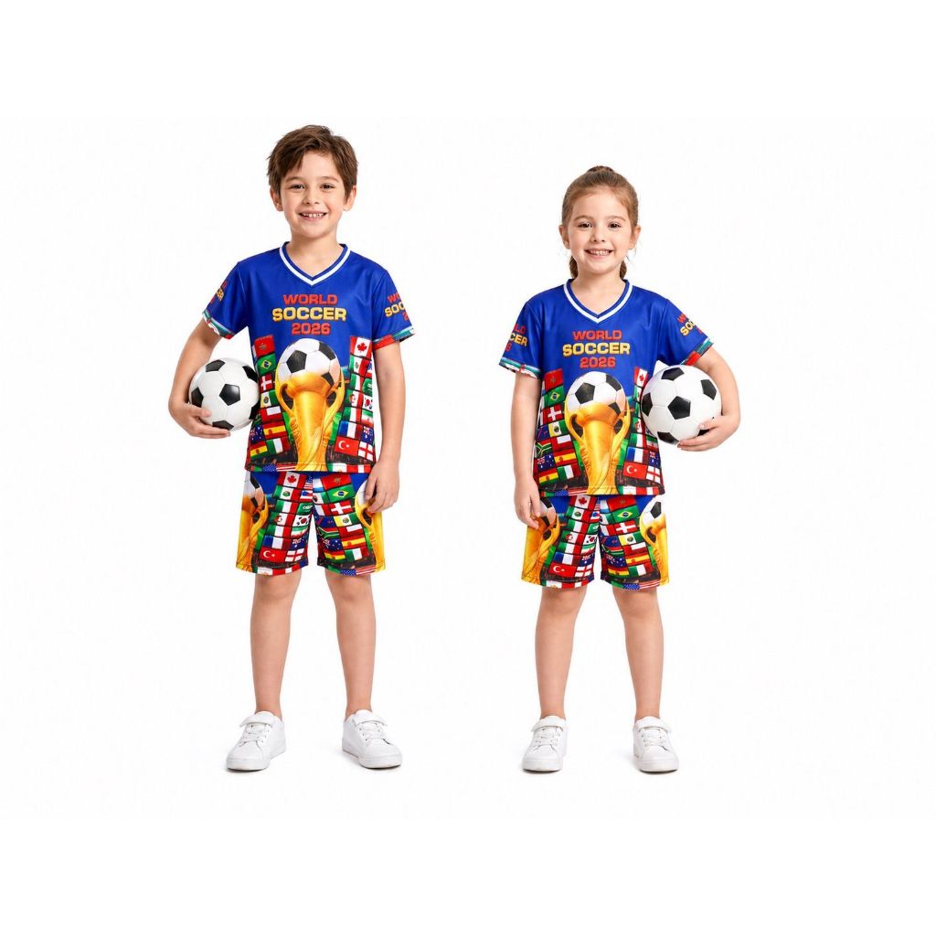 Setelan Jersey Bola Anak Laki-Laki Perempuan – Baju Bola Anak Setelan Kaos + Celana Pendek – Adem Ny