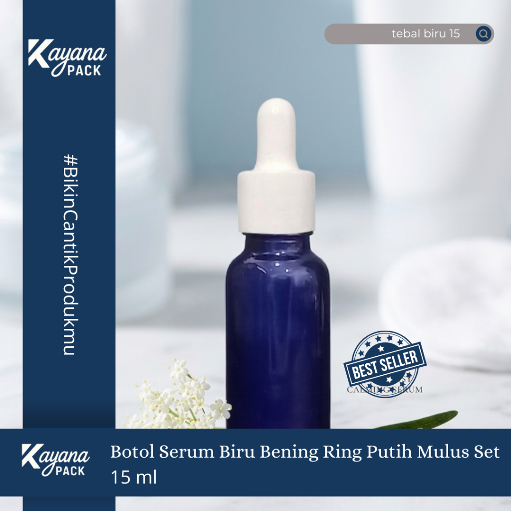 BOTOL PIPET TETES SERUM TEBAL BIRU 15ML RING PUTIH MULUS /  BOTOL TEBAL BIRU 15 ML (TEBAL BIRU 15))