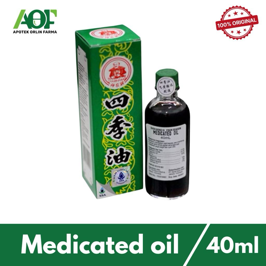 Medicated oil 40 ml minyak angin china she nong si four season - meredakan sakit kepala, mual, kembu