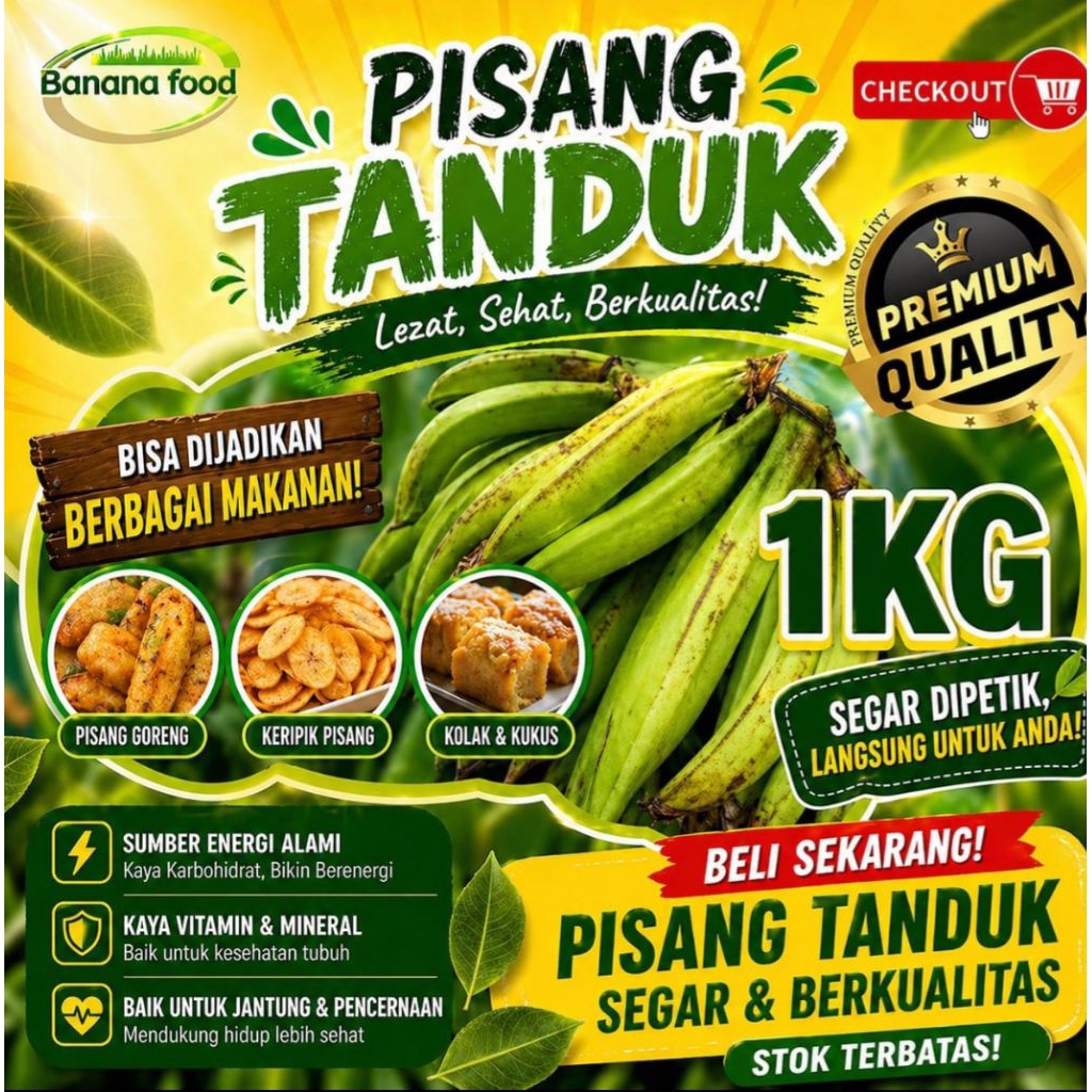 PISANG TANDUK MADU ORIGINAL KEMASAN 1 KG ( pisang mentah tua)